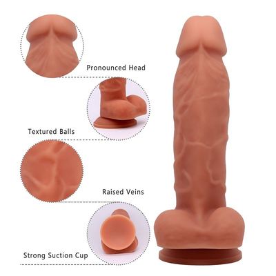 Saugnapf lesbisches Dildo-Sex-Spielzeug 7,4 Zoll-gesundes Silikon Soem-ODM