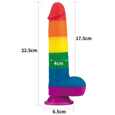 Flüssige Regenbogen Dildo-Sex-Toy Faked Penis With Suctions-Schale des Silikon-22.5cm