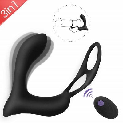 3 in einem männlichen Ring Vibrator Personalised Butt Plug-Radioapparat Fernsteuerungs-400mah