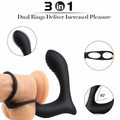 3 in einem männlichen Ring Vibrator Personalised Butt Plug-Radioapparat Fernsteuerungs-400mah