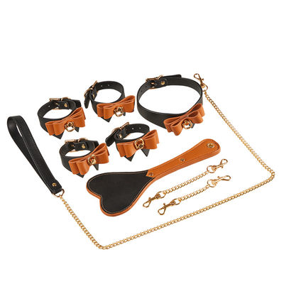 9Pcs überziehen Inspektions-Sex-Fetisch-Knechtschaft mit Handschellen fesselt Nippel-Klammern-Kragen-Gag Whip Rope mit Leder